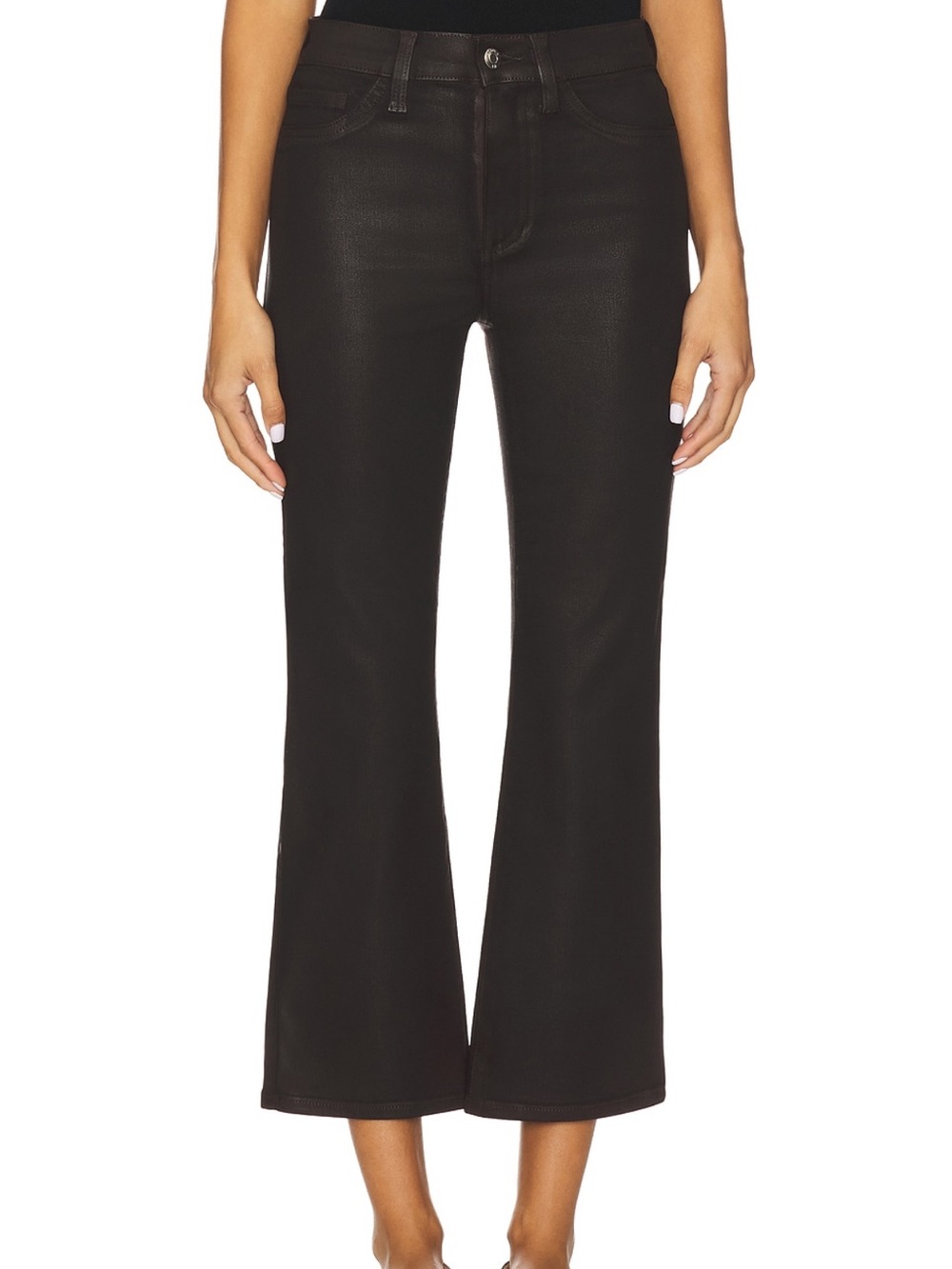 Pistola Lennon high rise crop boot cut coated jeans in dark brown mocha